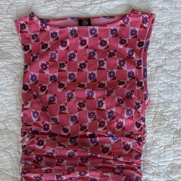 Urban Outfitters Mini Dress with Ruched Sides—Pink & Purple - Picture 4 of 8